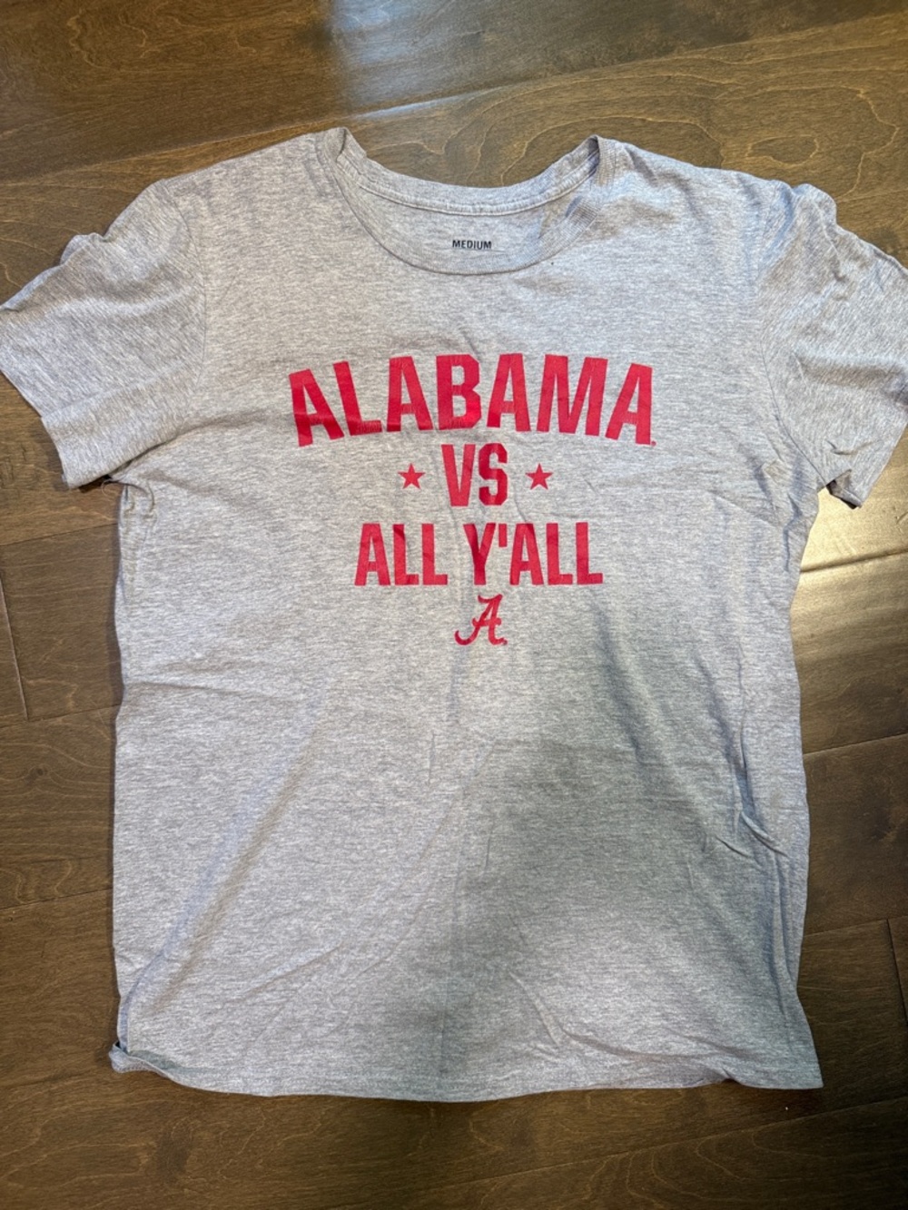 Gray 'Alabama vs All Y'all' Tee with Crimson Graphic